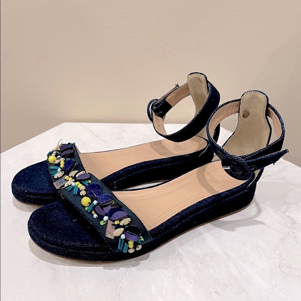 🔥J.Crew Embellished Jean Sandals🔥